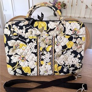 Vera Bradley Black, Yellow & Cream Quilted Floral Laptop Bag